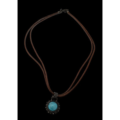 Vintage Bohemian Necklace With Turquoise Pendant