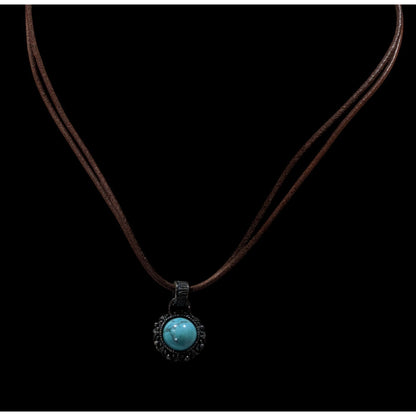 Vintage Bohemian Necklace With Turquoise Pendant