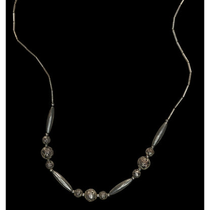 Vintage Sterling Liquid Silver Necklace Rose Beads Romantic Floral