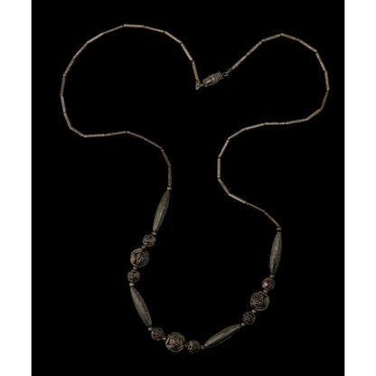 Vintage Sterling Liquid Silver Necklace Rose Beads Romantic Floral