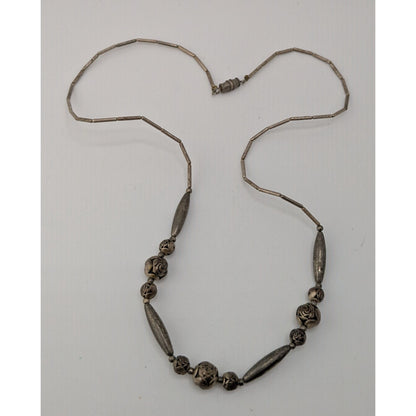 Vintage Sterling Liquid Silver Necklace Rose Beads Romantic Floral