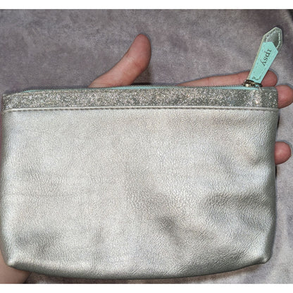 Ipsy Pink Swirl & Silver Glitter Zip Pouch Set