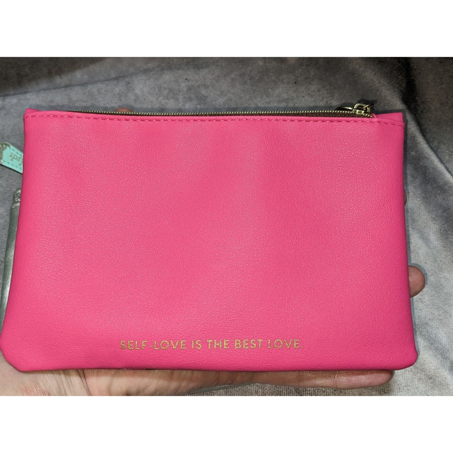 Ipsy Pink Swirl & Silver Glitter Zip Pouch Set