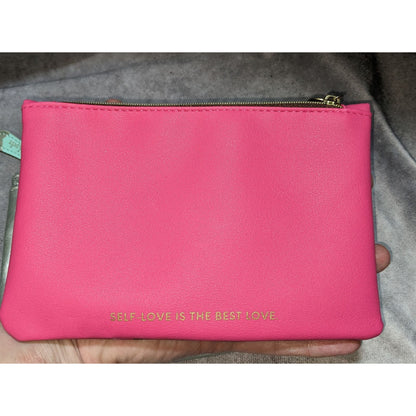 Ipsy Pink Swirl & Silver Glitter Zip Pouch Set