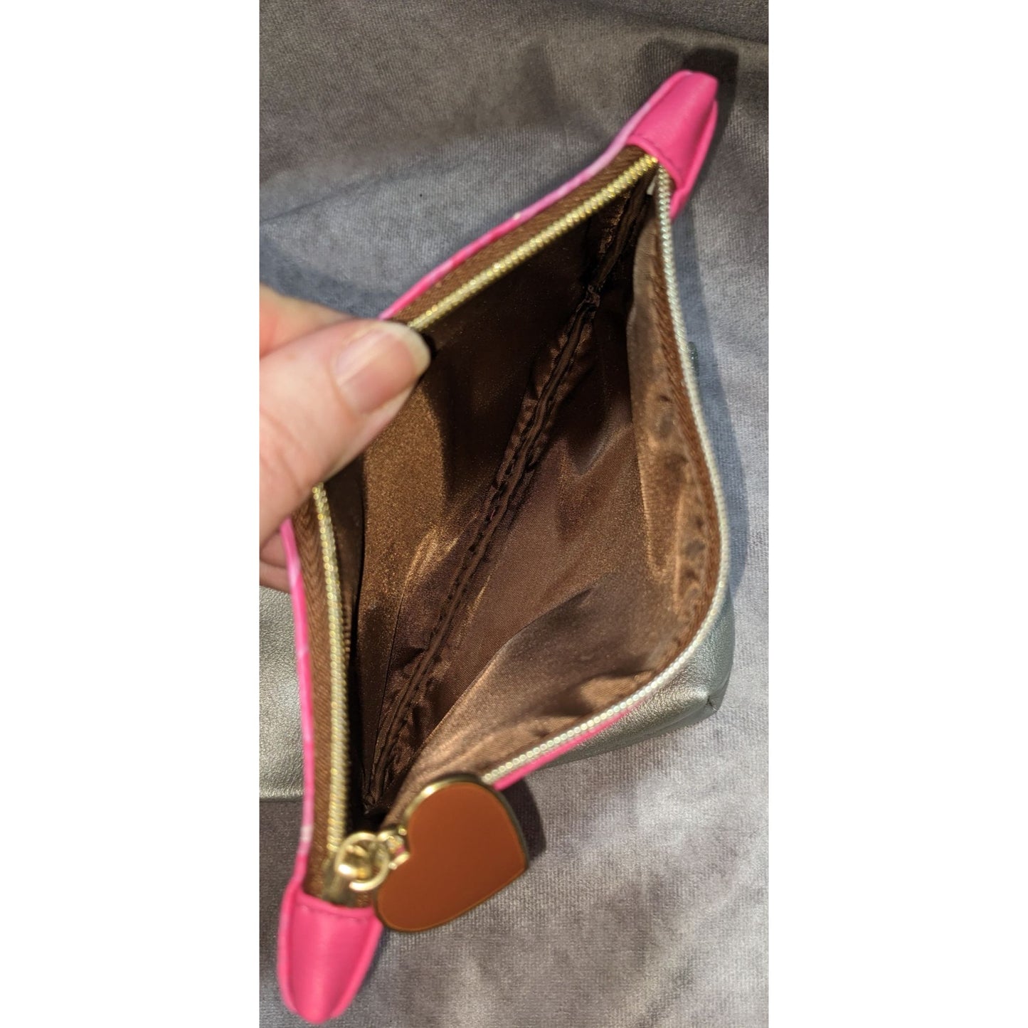 Ipsy Pink Swirl & Silver Glitter Zip Pouch Set