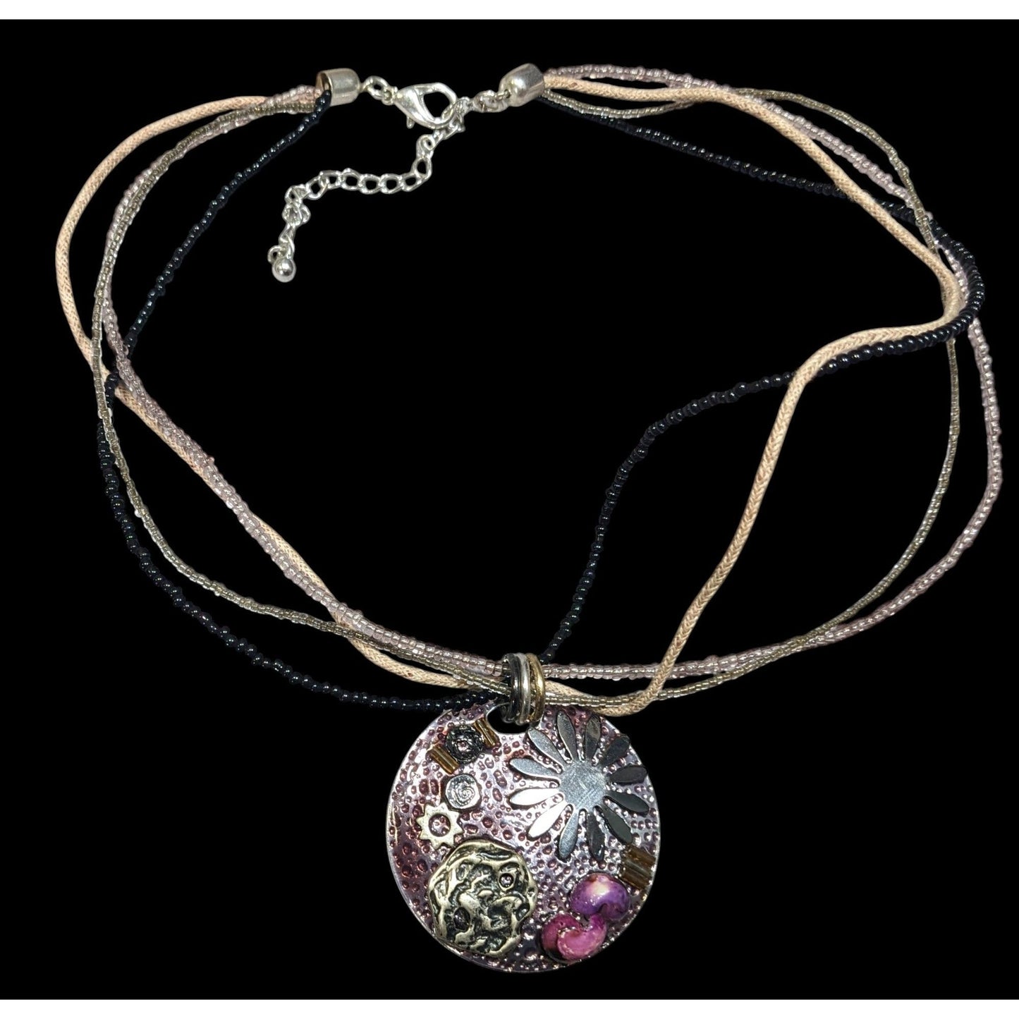 "Sea Resin" Artisan Crafted Purple And Silver Tone Pendant Necklace