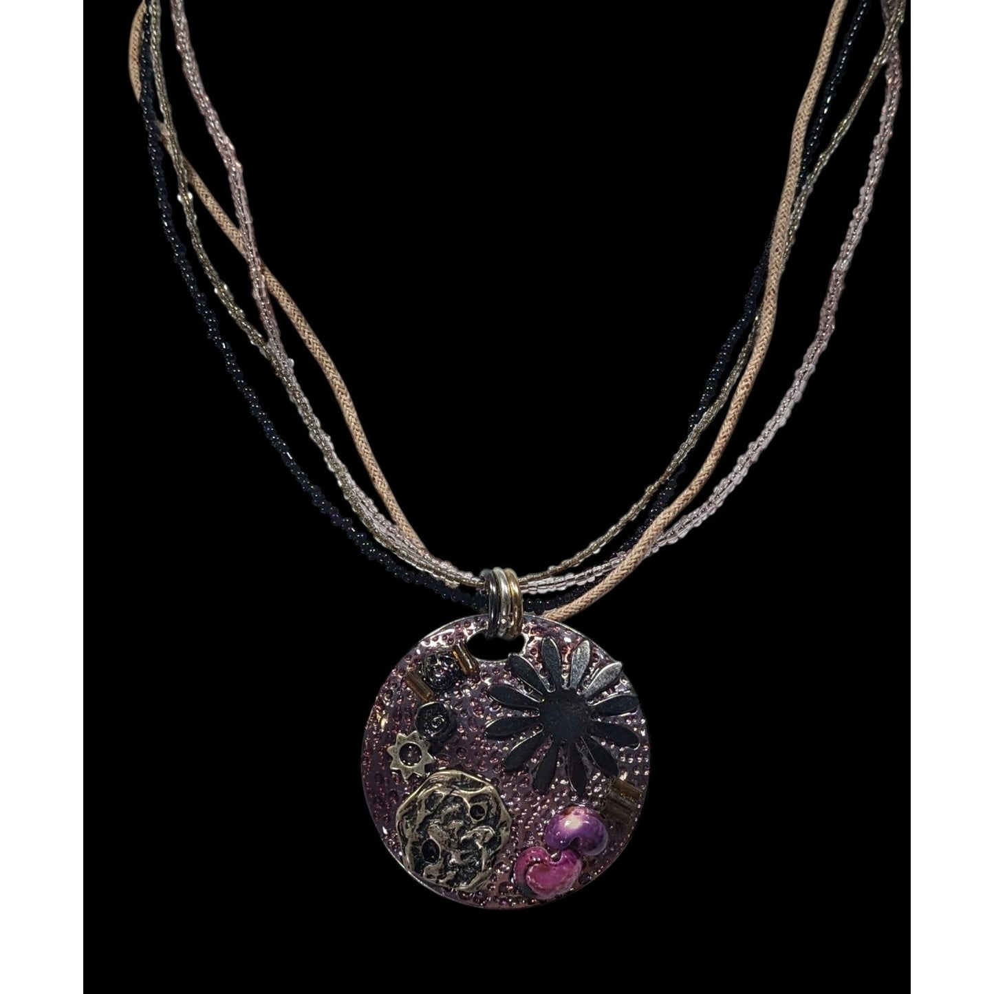 "Sea Resin" Artisan Crafted Purple And Silver Tone Pendant Necklace