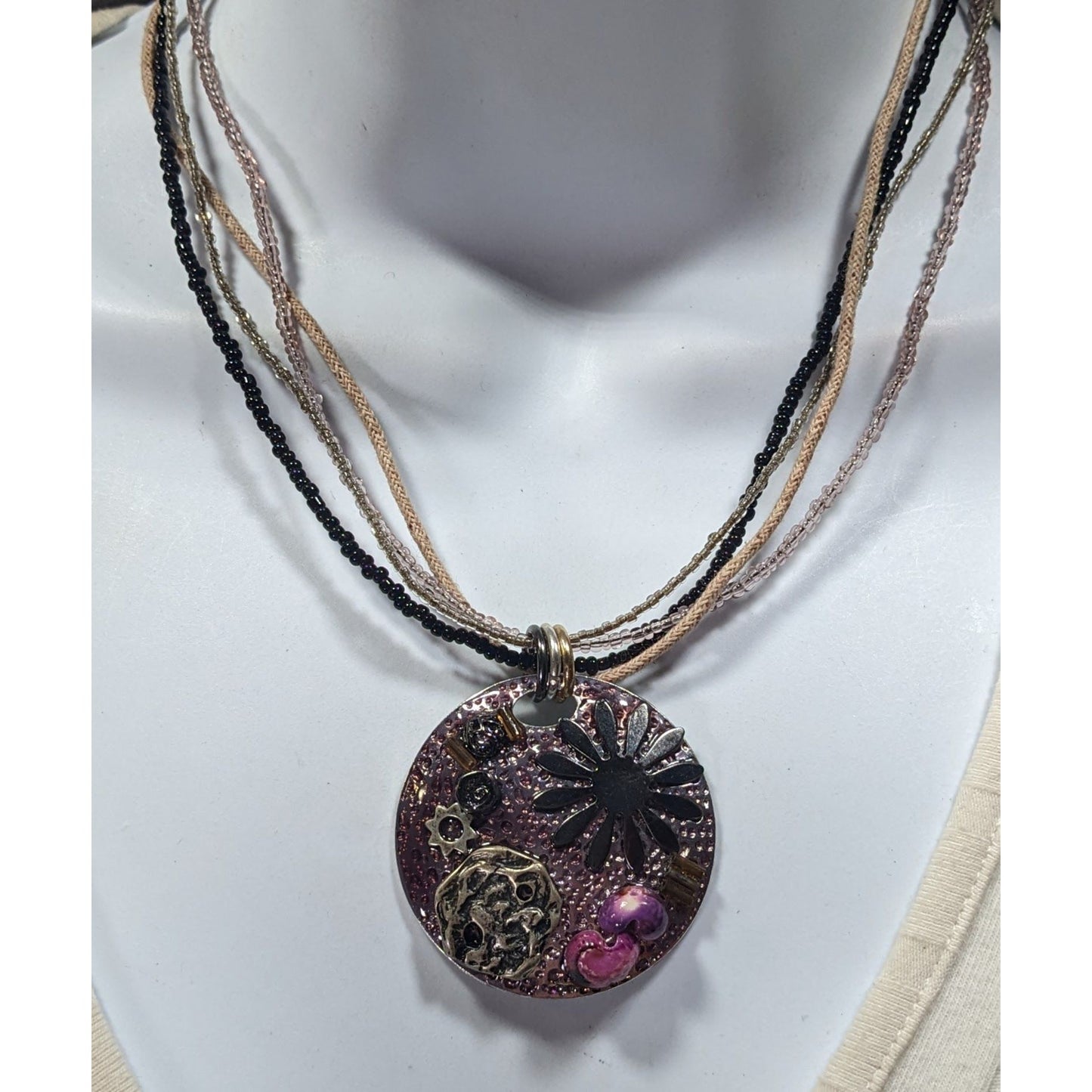 "Sea Resin" Artisan Crafted Purple And Silver Tone Pendant Necklace