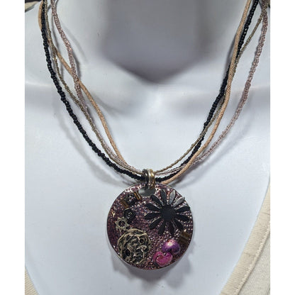 "Sea Resin" Artisan Crafted Purple And Silver Tone Pendant Necklace