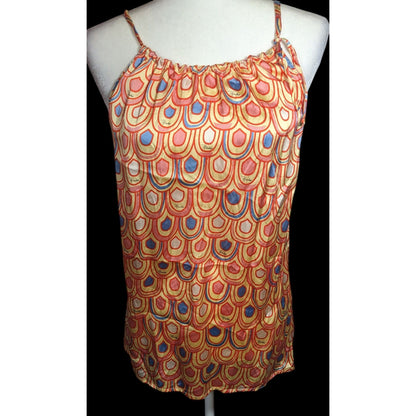 Vintage Designer Rainbow Scalloped Print Top