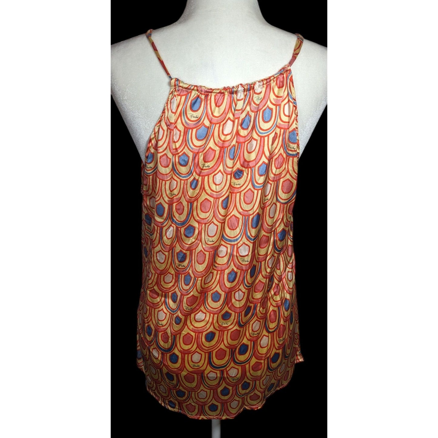 Vintage Designer Rainbow Scalloped Print Top
