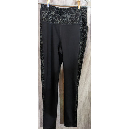 Skechers Black Floral Print High Waist Leggings Size M