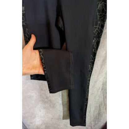 Skechers Black Floral Print High Waist Leggings Size M