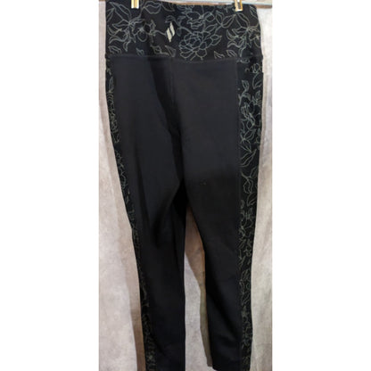 Skechers Black Floral Print High Waist Leggings Size M