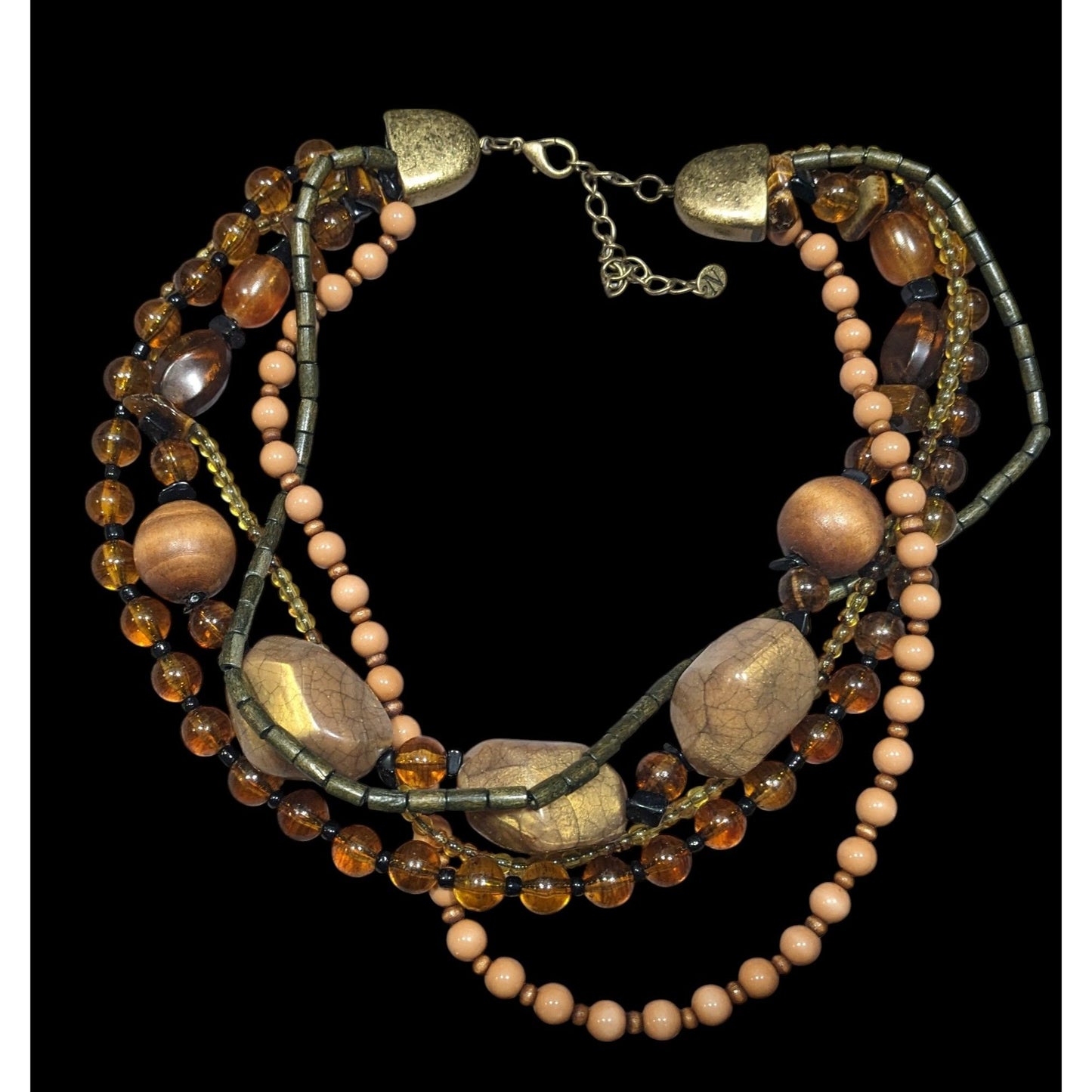 Nordstrom Bohemian Earthy Chunky Multilayer Beaded Necklace