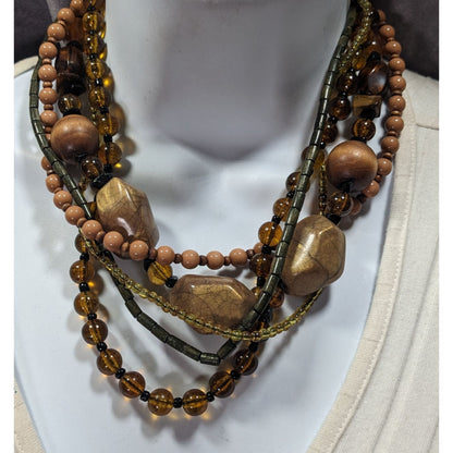 Nordstrom Bohemian Earthy Chunky Multilayer Beaded Necklace