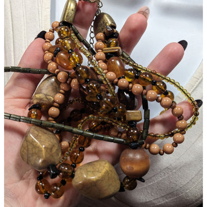 Nordstrom Bohemian Earthy Chunky Multilayer Beaded Necklace