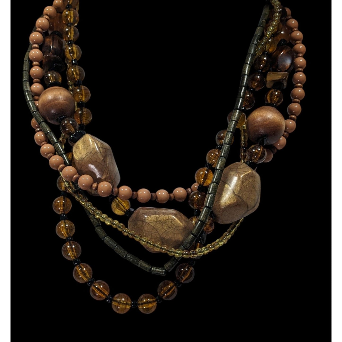 Nordstrom Bohemian Earthy Chunky Multilayer Beaded Necklace