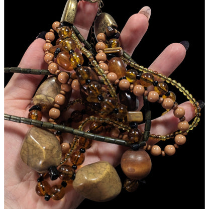 Nordstrom Bohemian Earthy Chunky Multilayer Beaded Necklace