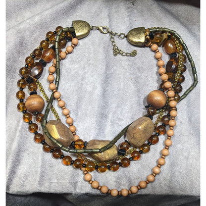 Nordstrom Bohemian Earthy Chunky Multilayer Beaded Necklace