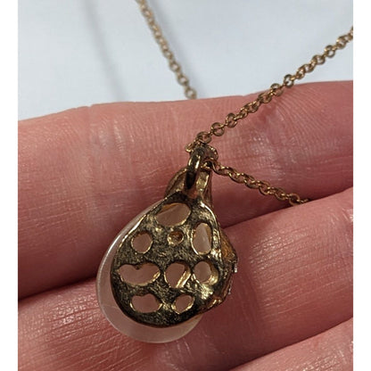 Elegant White Cateye Teardrop Pendant Necklace