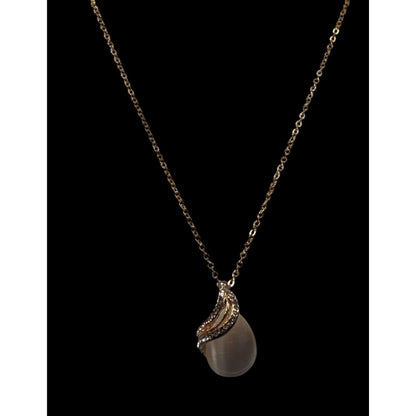 Elegant White Cateye Teardrop Pendant Necklace