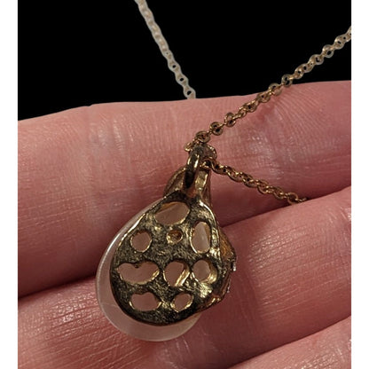 Elegant White Cateye Teardrop Pendant Necklace