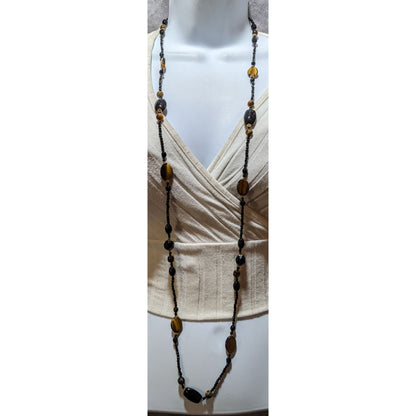 Vintage Elegant Tigereye Glass Beaded Necklace