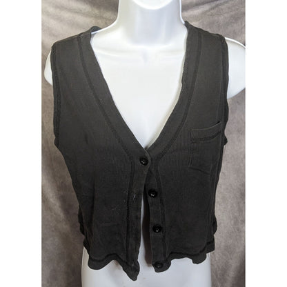 Vintage Center Aisle Black Cropped Button Vest