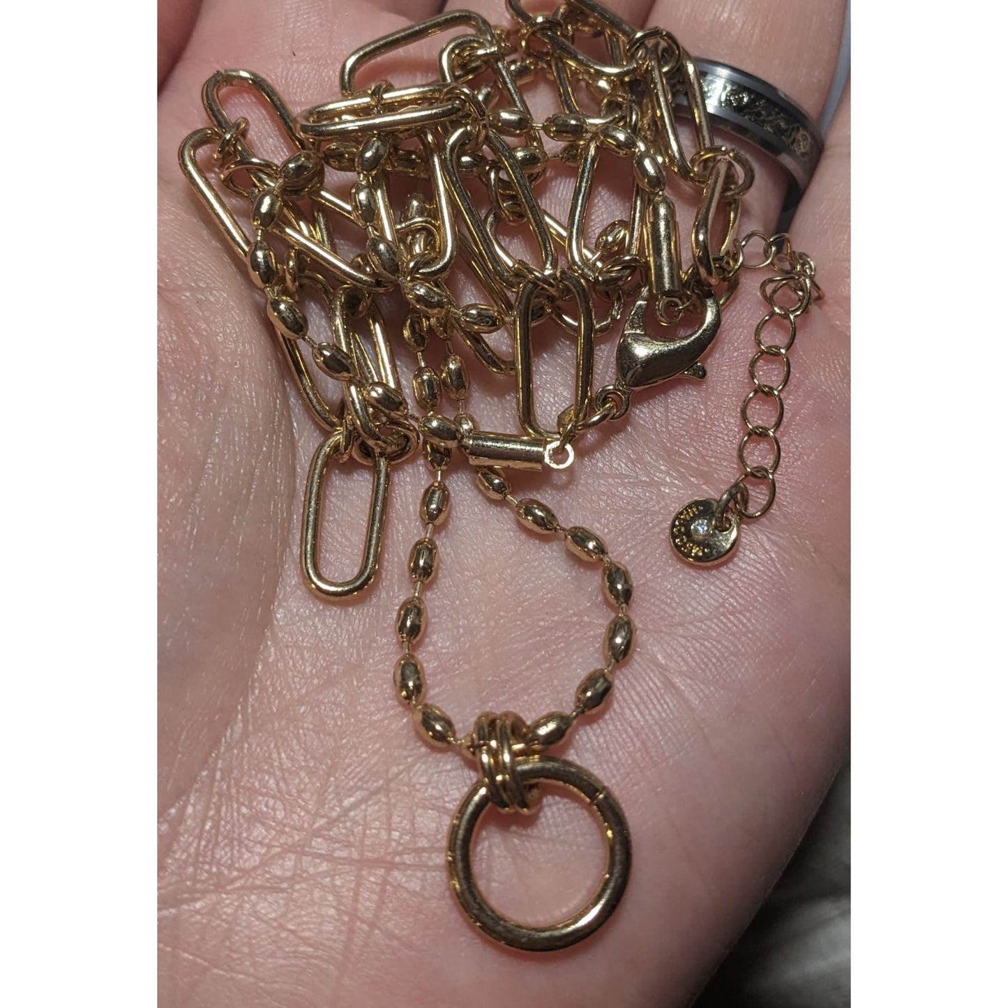 Halogen Layered Gold Chain Paperclip Necklace