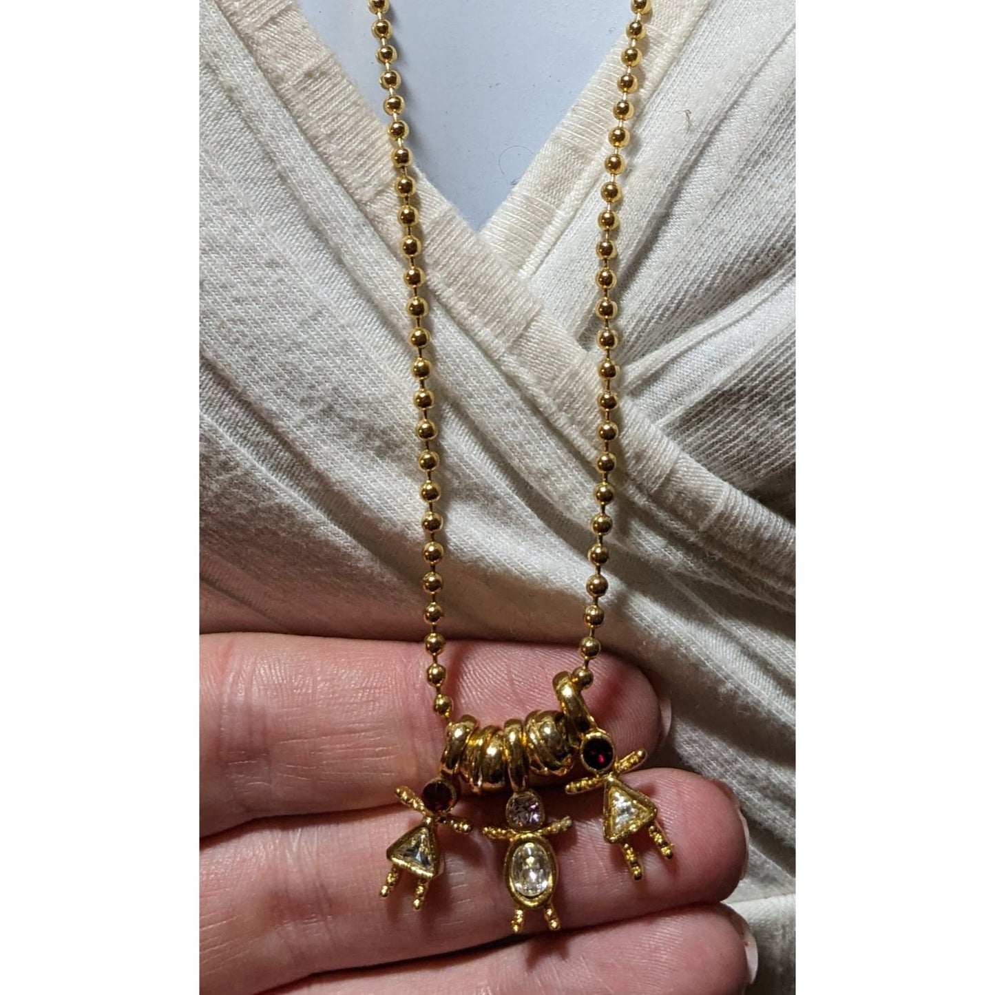 Gold Birthstone Kid Figural Charm Necklace