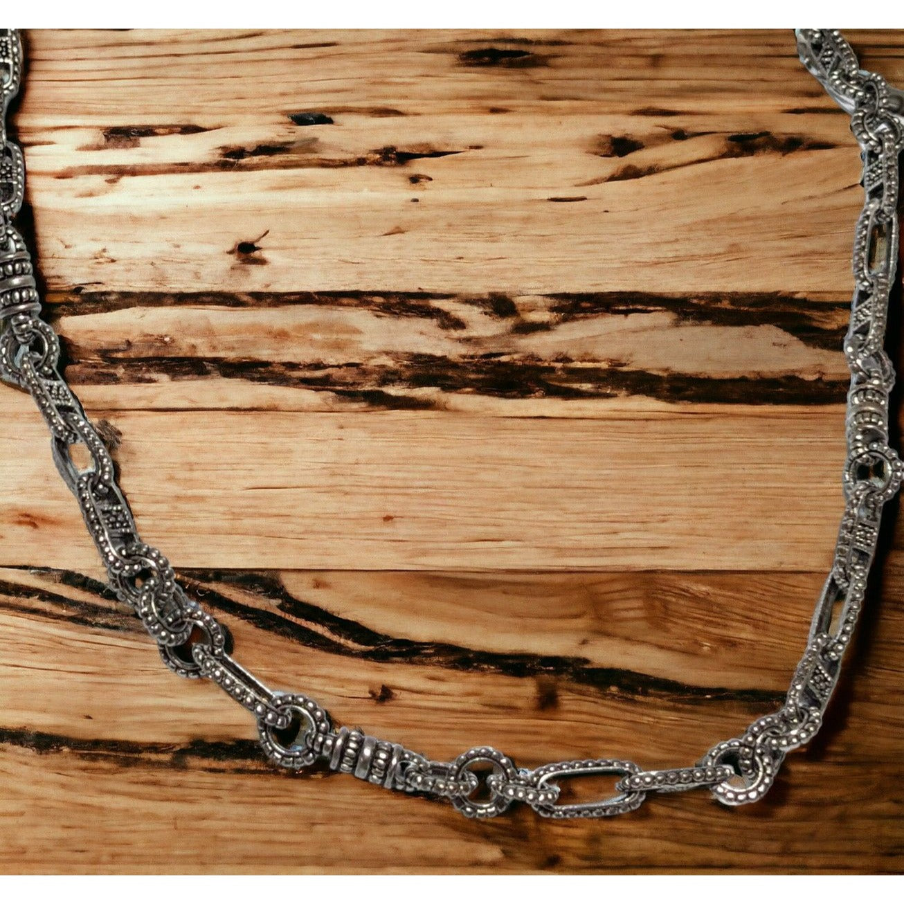 Brutalist Textured Silver Chain Necklace