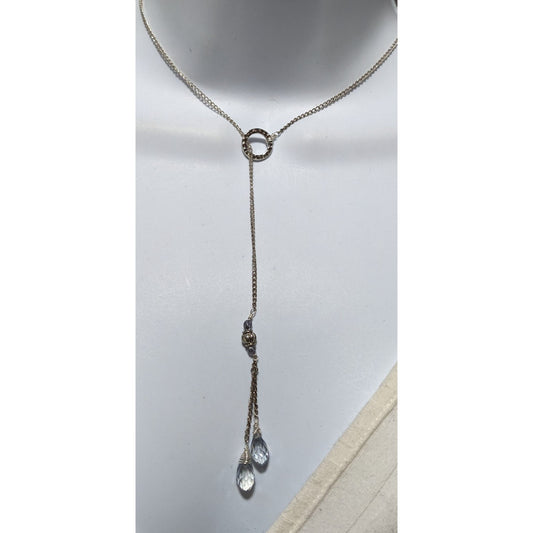 Silver Glass Lariat Necklace