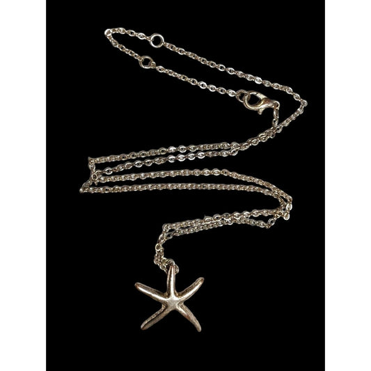 Minimalist Silver Starfish Pendant Necklace