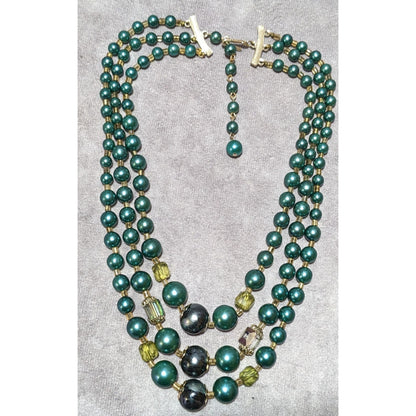 Vintage Japan Metallic Faux Pearl Beaded Necklace