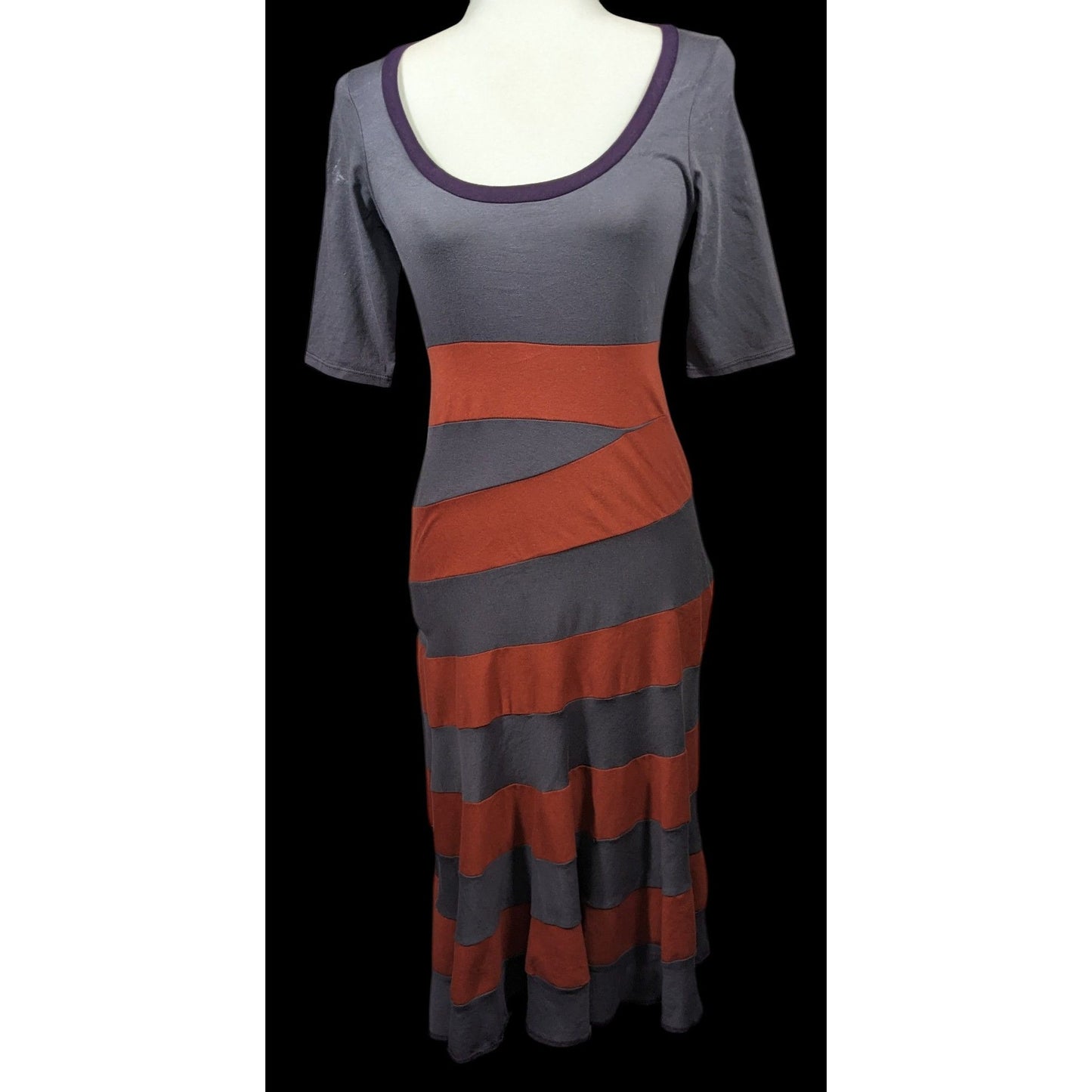 Aimee G Grub Asymmetrical Striped Midi Dress Size XS