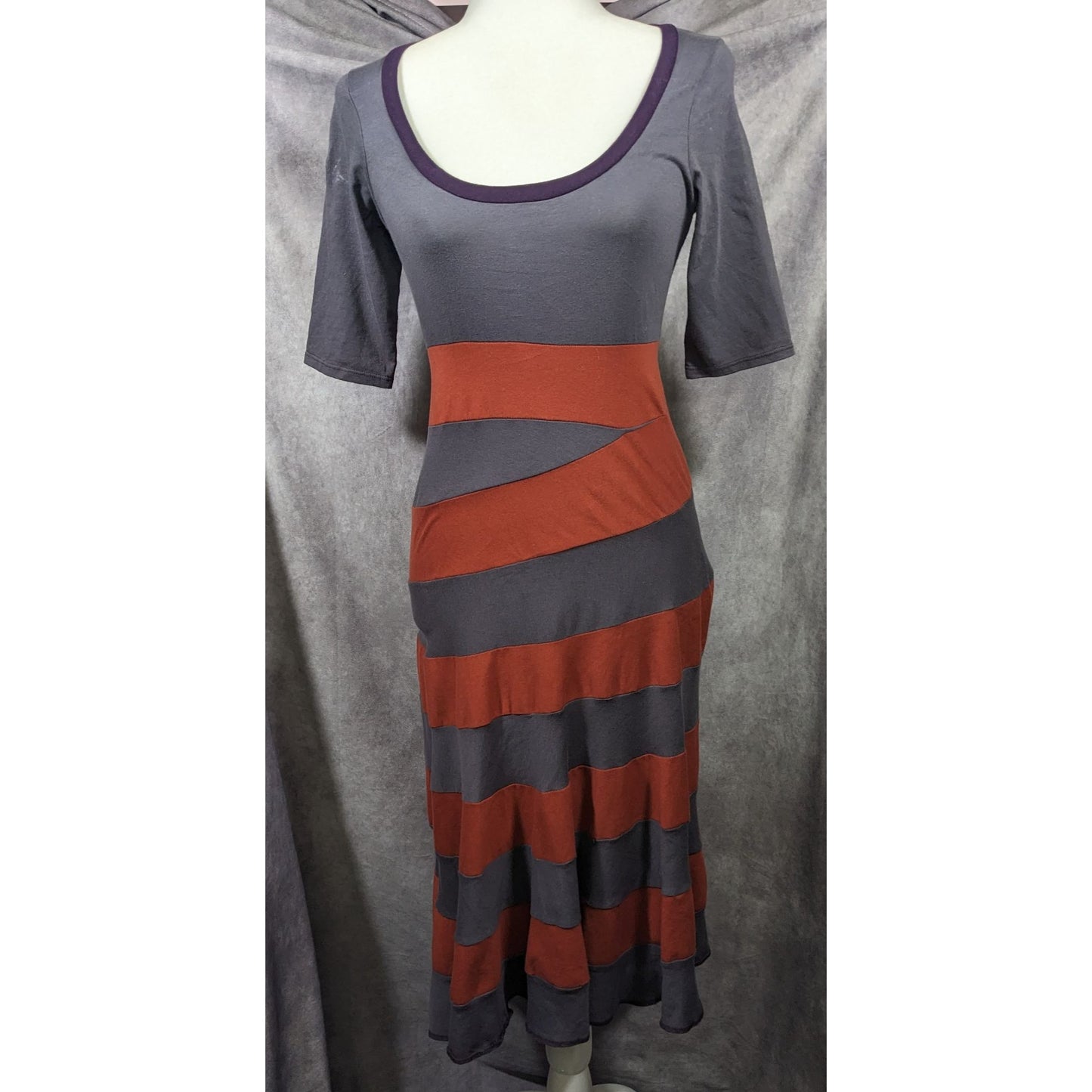 Aimee G Grub Asymmetrical Striped Midi Dress Size XS