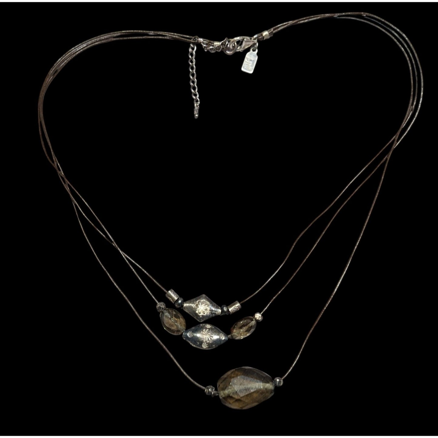 J.Jill Bohemian Hippie Glass And Metal Layered Pendant Necklace