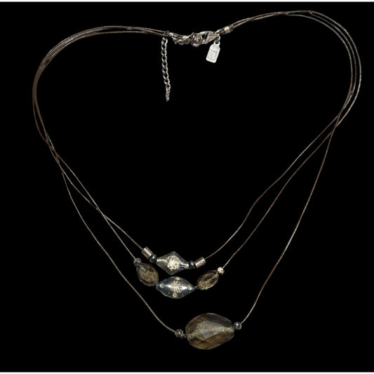 J.Jill Bohemian Hippie Glass And Metal Layered Pendant Necklace