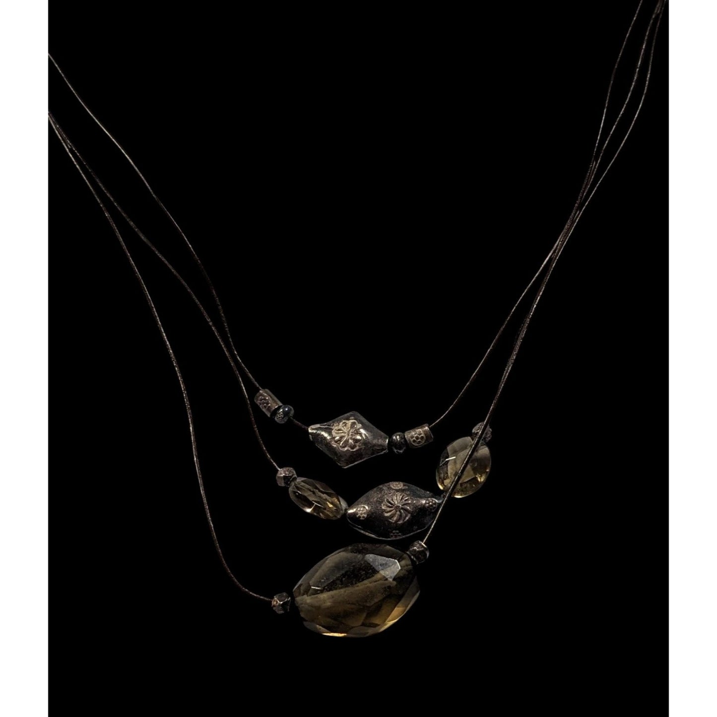 J.Jill Bohemian Hippie Glass And Metal Layered Pendant Necklace