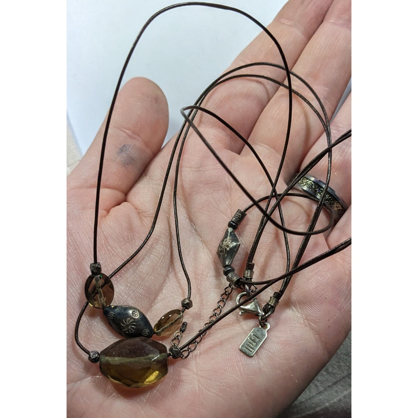 J.Jill Bohemian Hippie Glass And Metal Layered Pendant Necklace