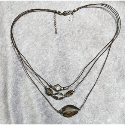 J.Jill Bohemian Hippie Glass And Metal Layered Pendant Necklace