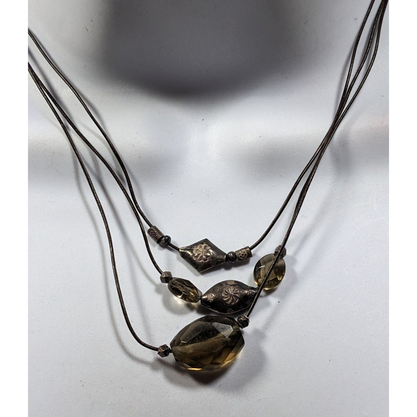 J.Jill Bohemian Hippie Glass And Metal Layered Pendant Necklace