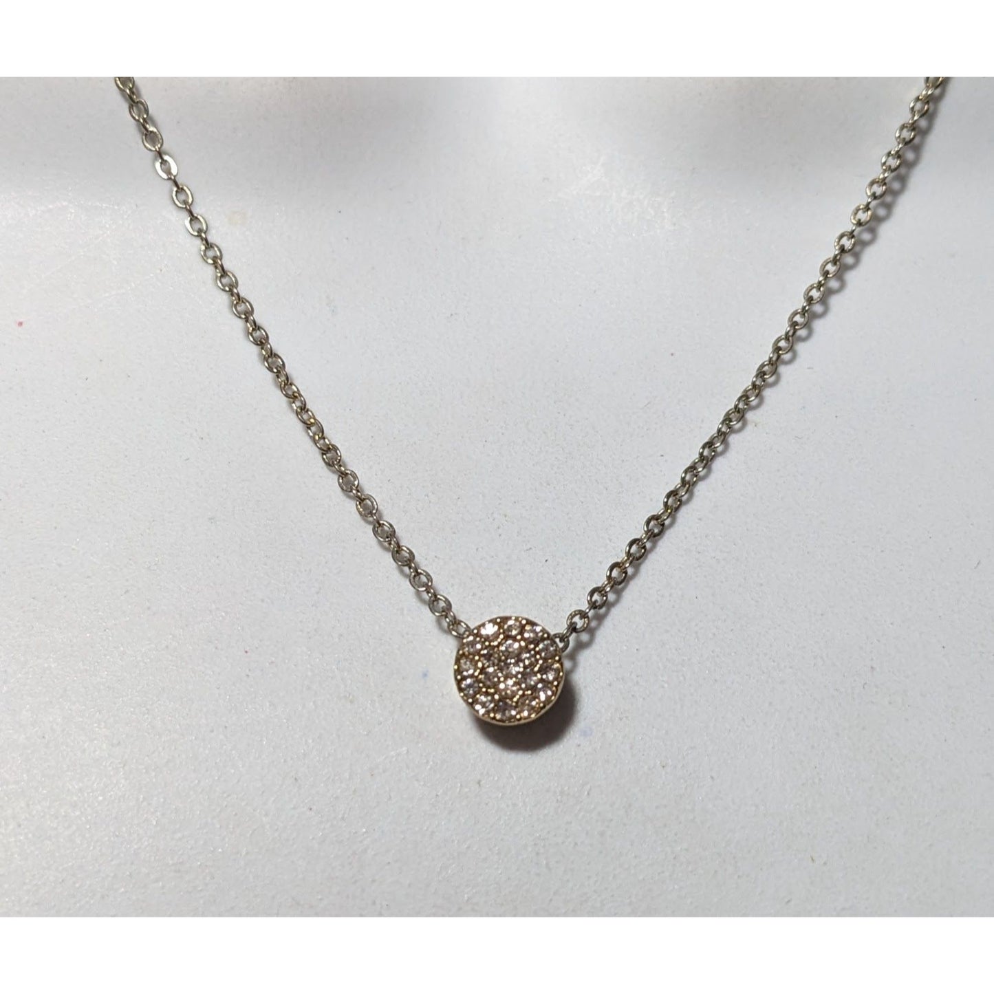 Minimalist Silver And Gold Rhinestone Pendant Necklace