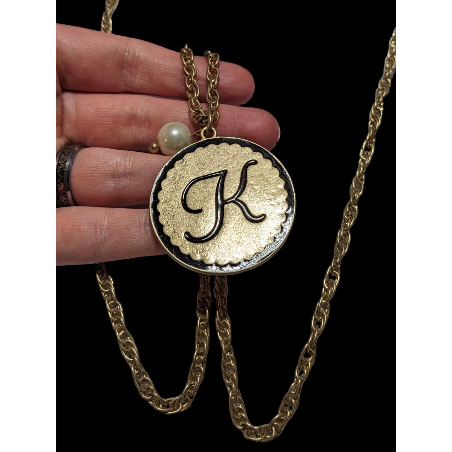 Plunder Jewelry Monogram "K" Medallion Necklace