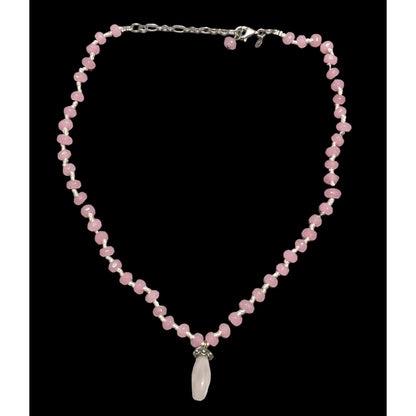 American Eagle Pink Quartz Beaded Necklace