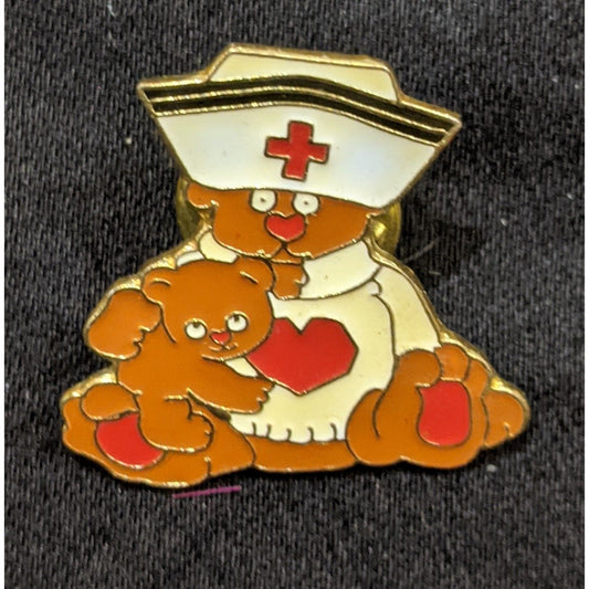 Vintage Enamel Collectible Teddy Bear Nurse Pin