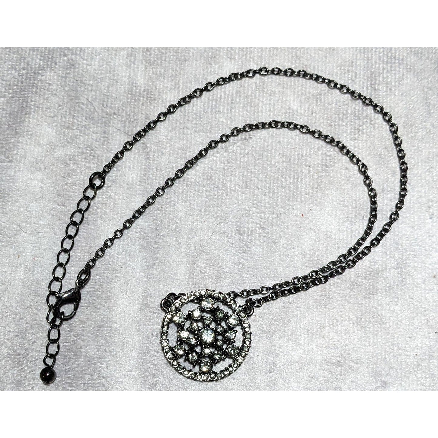 Gothic Rhinestone Snowflake Pendant Necklace