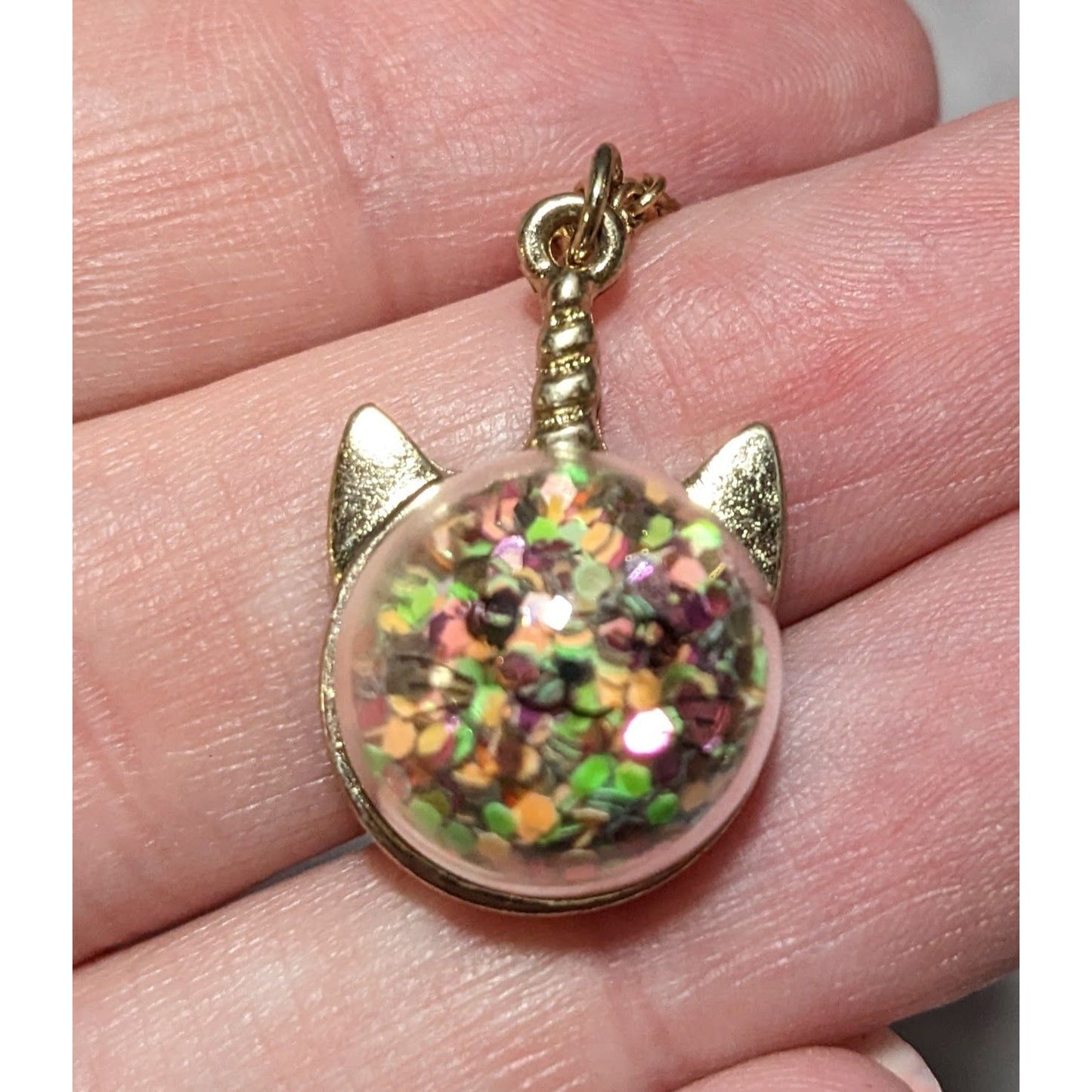 Rainbow Glitter Caticorn Necklace