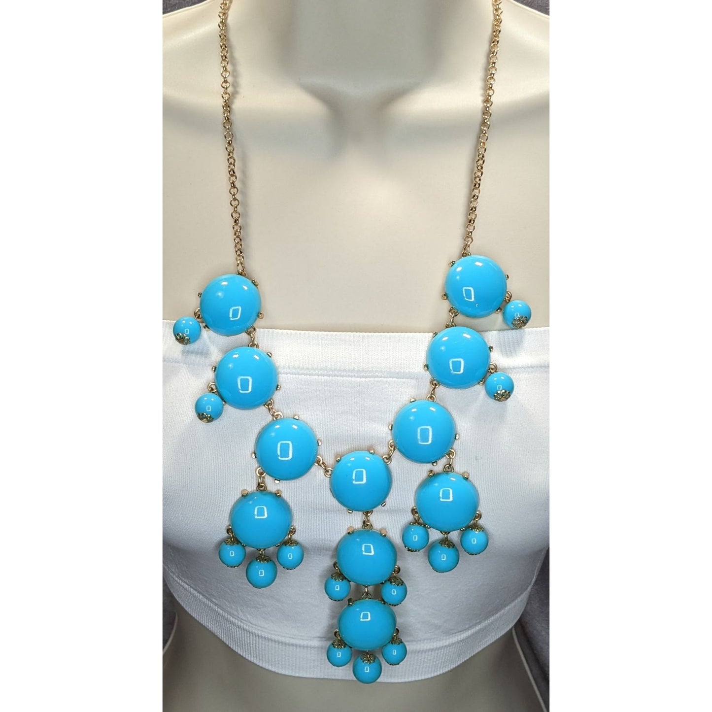 Y2K Bubble Statement Bib Necklace Blue Club Kid Jewelry